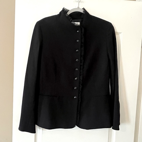 Judith Hart Petites Elegant Black Women's Jacket Sparkly Buttons Lace Trim 12P - Picture 1 of 15
